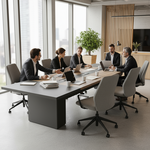 INFINI HOMES Meeting Table UAE - Model KN-WN-201-36 Walnut Grey 360x140cm Executive Boardroom Dubai Abu Dhabi Sharjah