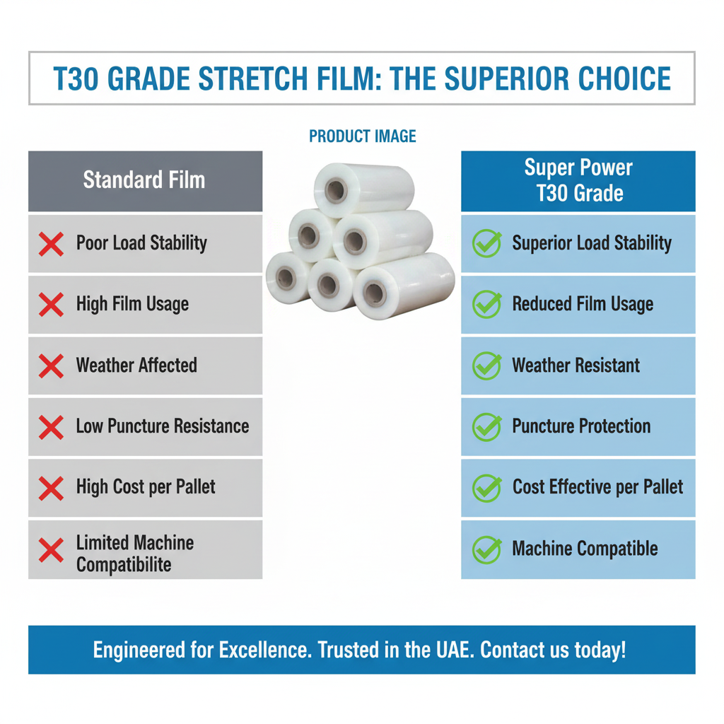 Machine Stretch Film 13kg T30 Grade - Industrial Pallet Wrap UAE | Super Power