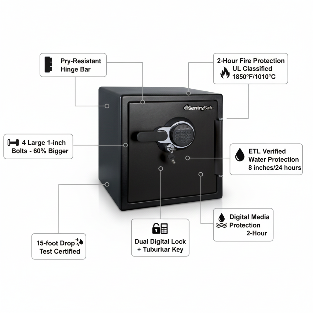 Sentry STW123GDC Firekeeper Safe – Water & Fire Protection, Digital Lock