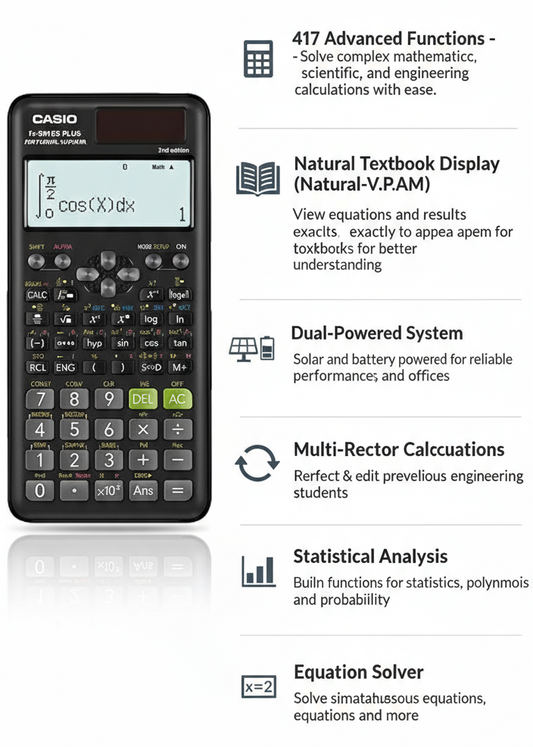 Casio FX-991ES Plus Scientific Calculator - 417 Functions | UAE Approved for Schools & Universities