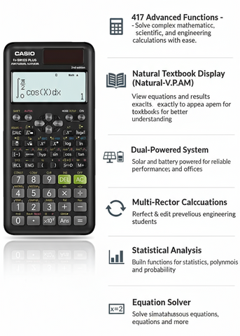 Casio FX-991ES Plus Scientific Calculator - 417 Functions | UAE Approved for Schools & Universities