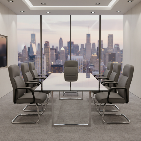 PU Visitor Chair IH 2005V | Grey | Premium Office Seating UAE