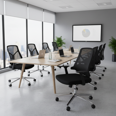 Medium Back Mesh Office Chair UAE | Ergonomic Chrome Base | Dubai Office Furniture | IH A336