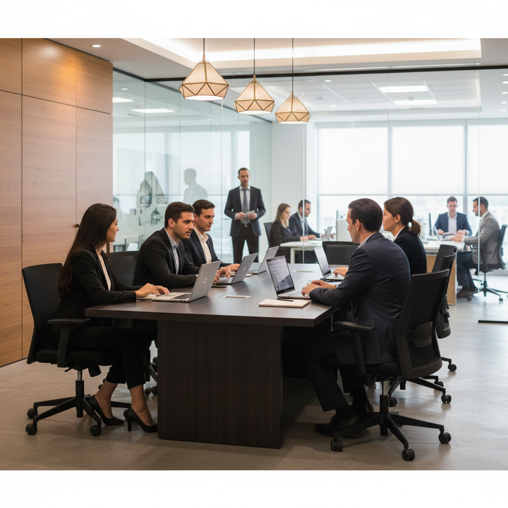 Wenge boardroom table 200x100cm in corporate glass-partition office – executive conference table UAE | INFINI HOMES