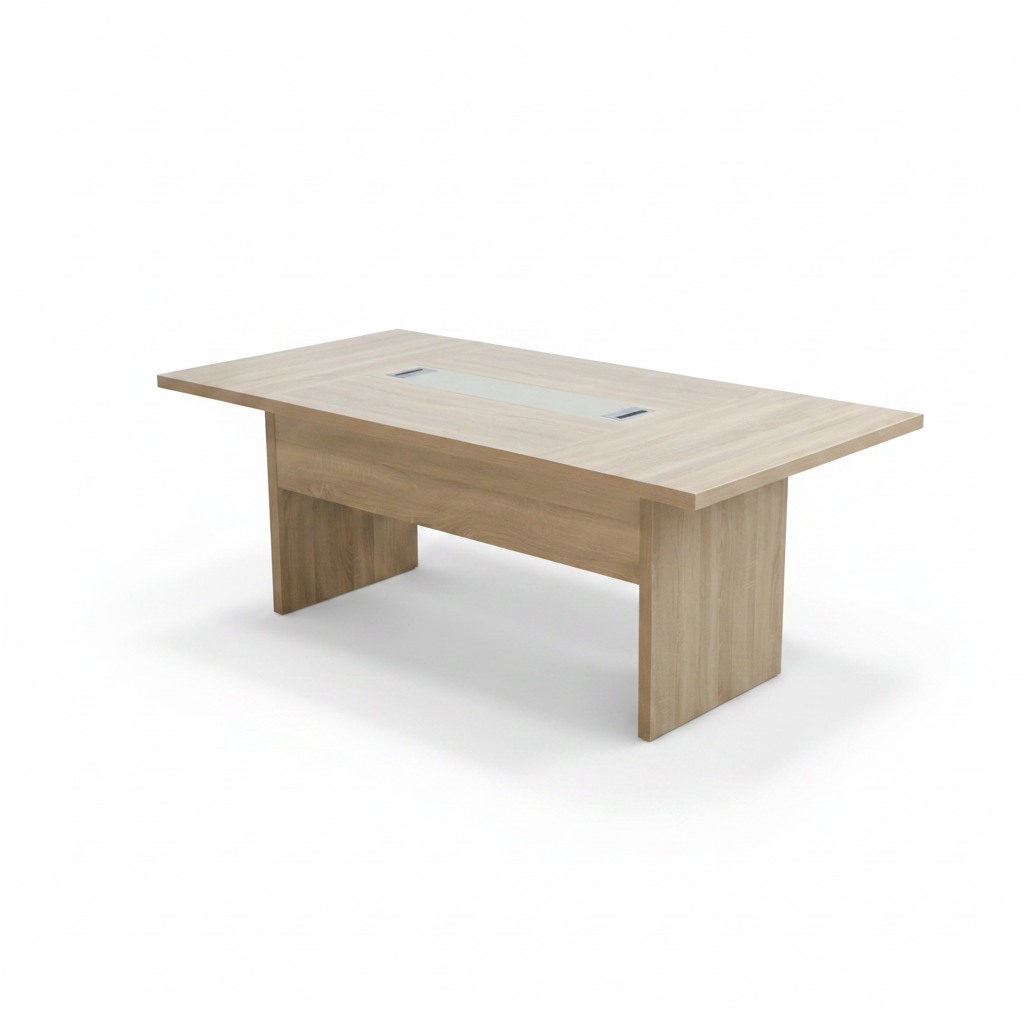 Beige Meeting Table 200x100cm with cable management – premium conference table for UAE offices | INFINI HOMES
