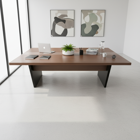 Meeting Table 2.4m Oak+Khaki | Premium Office Furniture UAE