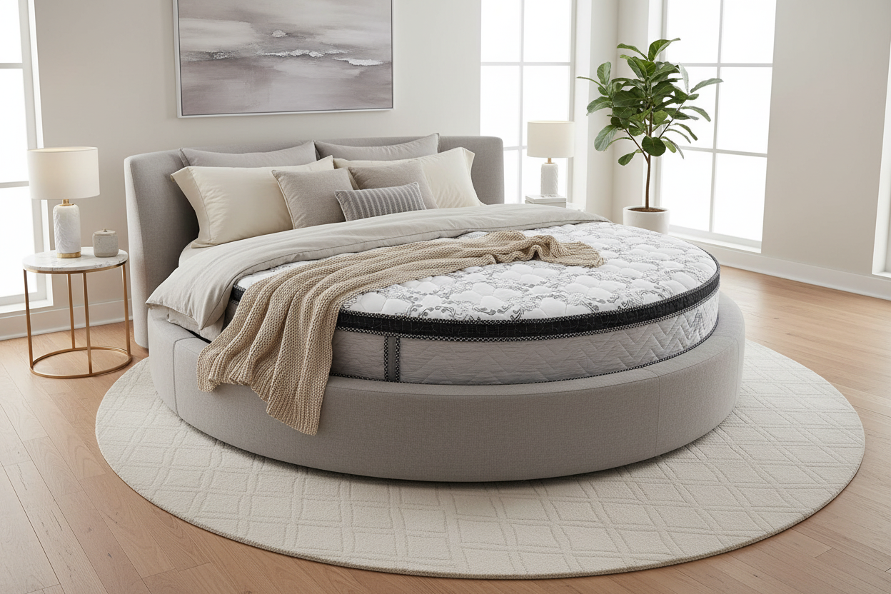 INFINI HOMES Premium High Density Foam Round Mattress - White 200L x 200W x 30H