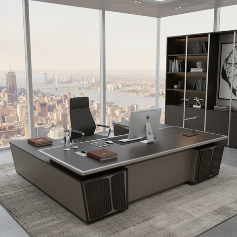 Office Desk 1.8m Purple Gold & Light Khaki | Premium Executive Desk UAE