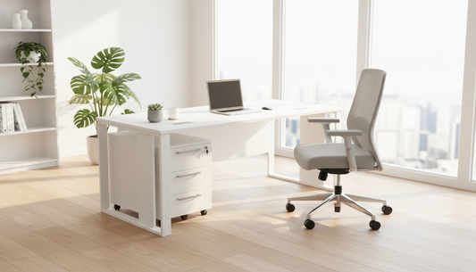 Office Desk 160x80cm with Metal Legs & Drawer - White Executive Table UAE