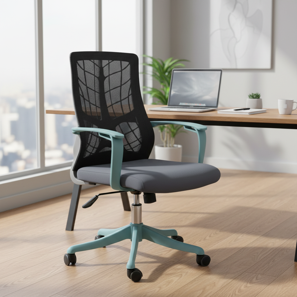 Medium Back Mesh Office Chair UAE | Ergonomic Chrome Base | Dubai Abu Dhabi | IH 8008M