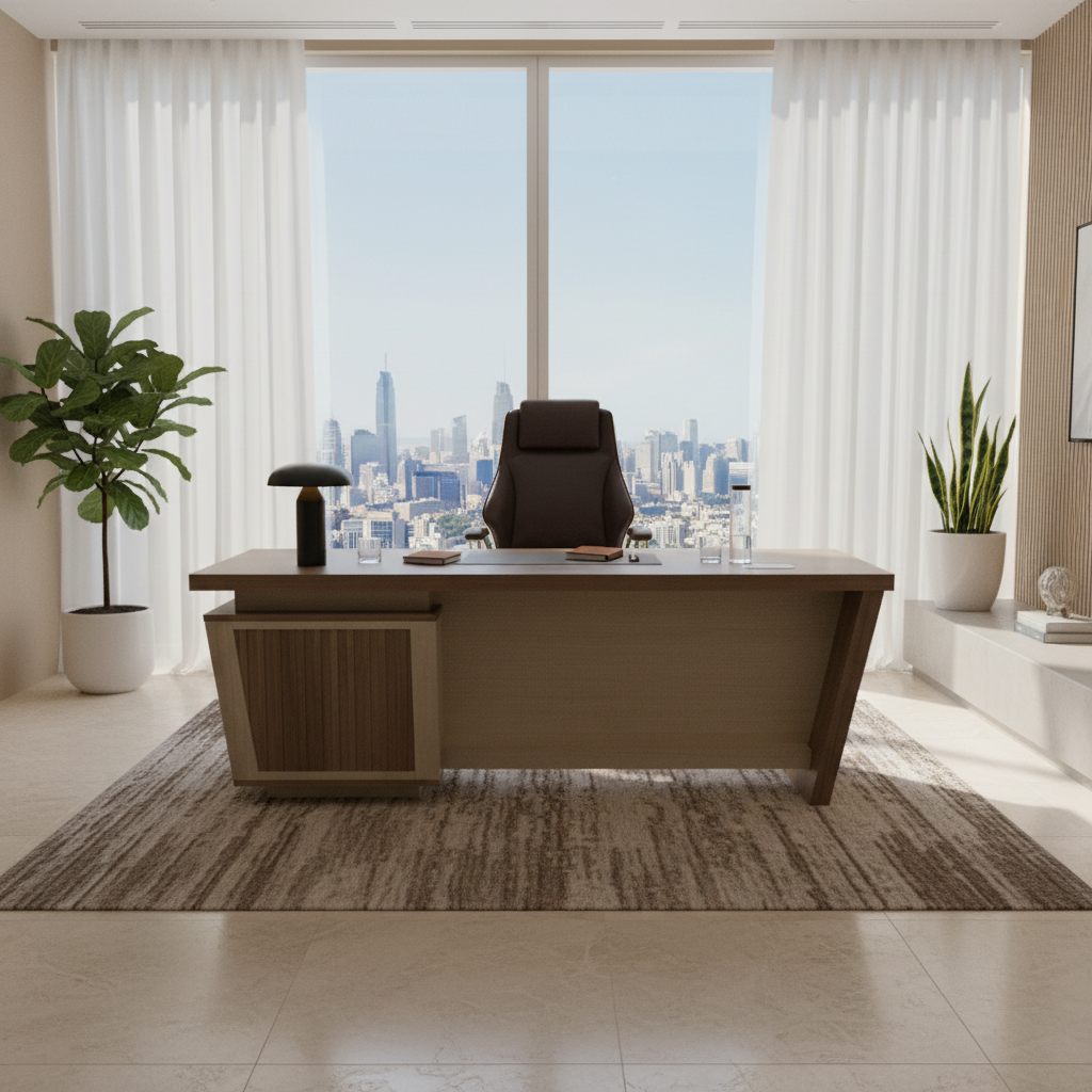 Office Desk 1.2m Coffee & Khaki | Premium Workspace Furniture UAE