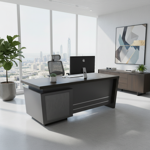 Office Desk 1.2M Coffee Grey | Premium Workstation UAE | 120x60x75cm