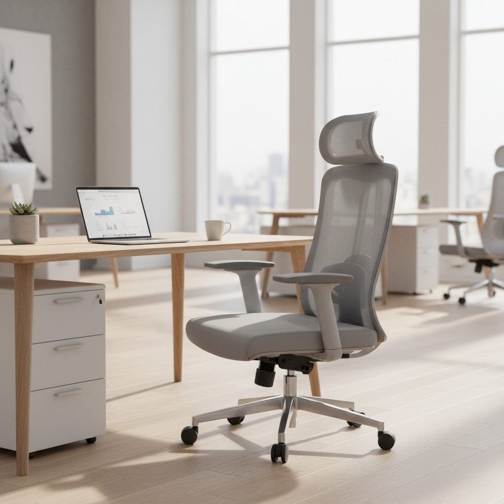 Ergonomic Mesh Office Chair with Headrest - High Back Executive Chair UAE | Grey IH A213-H
