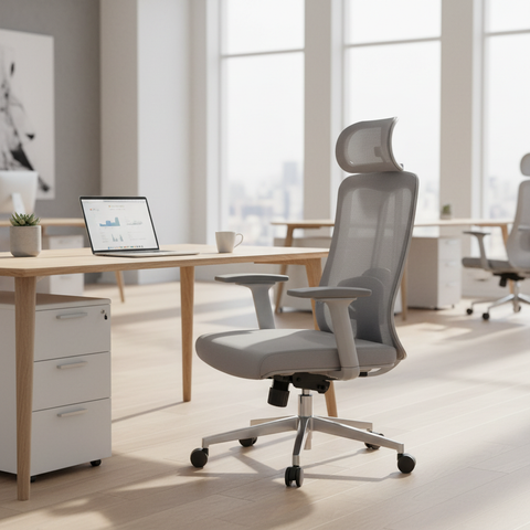 Ergonomic Mesh Office Chair with Headrest - High Back Executive Chair UAE | Grey IH A213-H