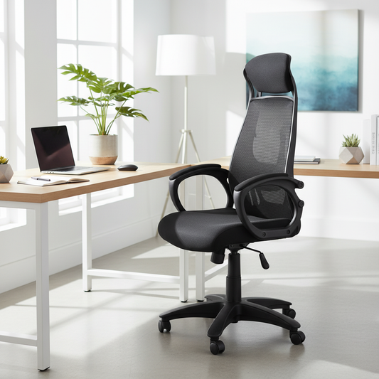 High Back Executive Office Chair with Fixed Headrest - Ergonomic Desk Chair UAE | Premium Quality | IH 543