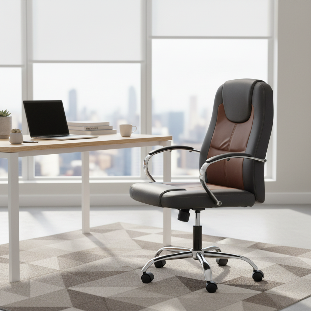 High Back Executive Office Chair PU Leather - Chrome Base | Dubai UAE | IH EX-023
