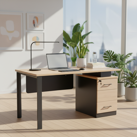Office Table IH 114 1.4M - Premium Beige Desk for UAE Offices