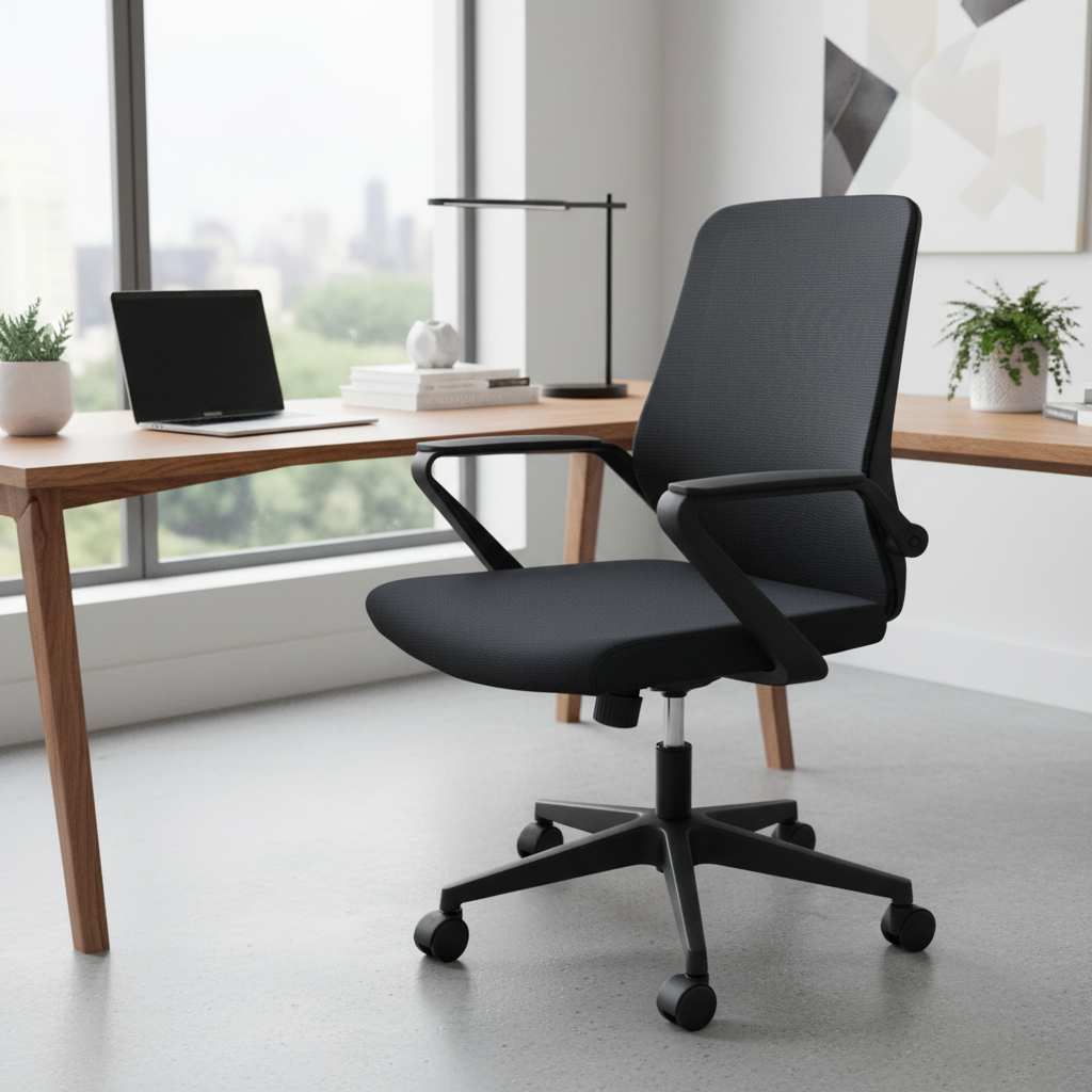 Medium Back Mesh Office Chair UAE | Ergonomic Desk Chair with Nylon Base & Casters | IH 306 BLK