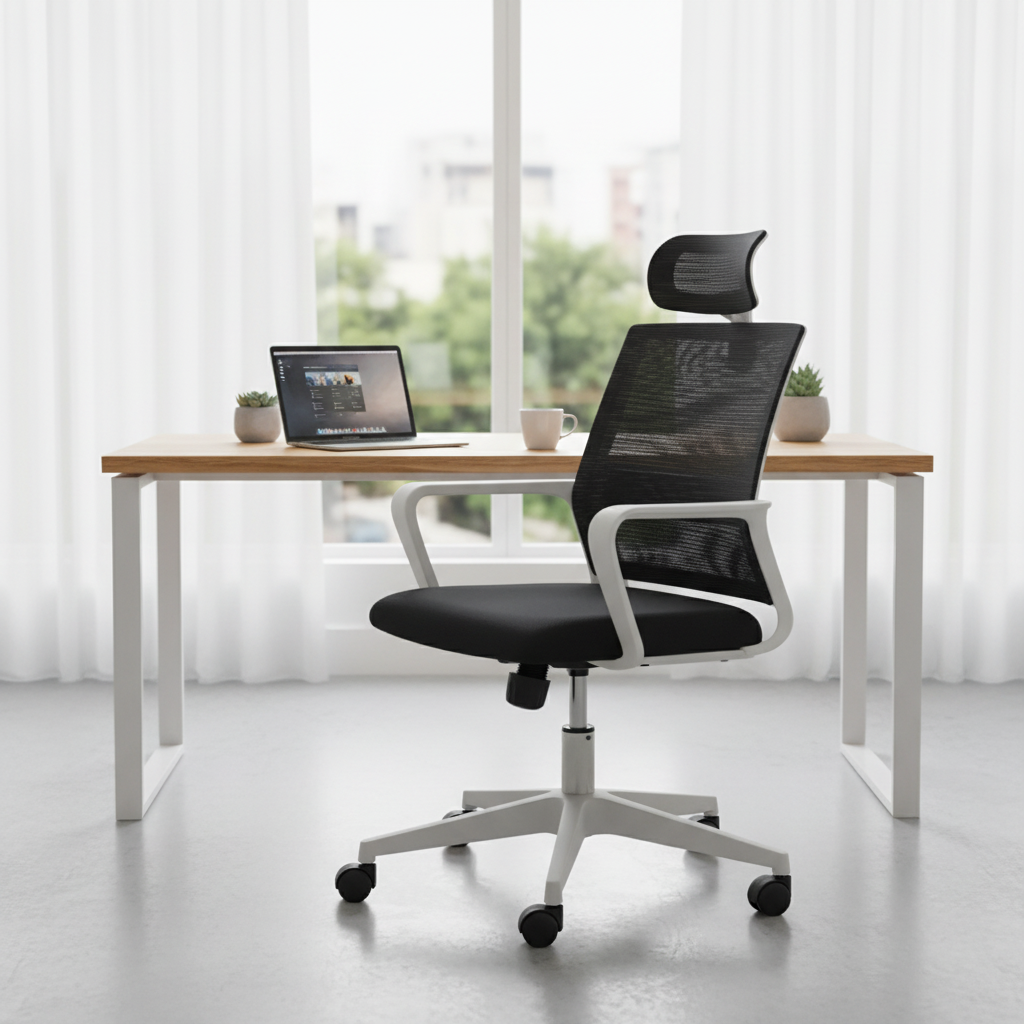 Ergonomic Mesh High Back Office Chair with Headrest UAE | White Executive Chair Dubai | IH 128H