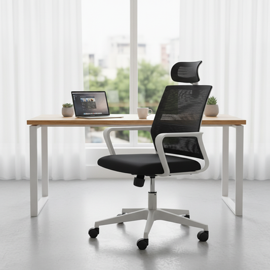 Ergonomic Mesh High Back Office Chair with Headrest UAE | White Executive Chair Dubai | IH 128H