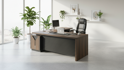 L-Shaped Office Desk 200x160cm - Executive Corner Table with Drawers UAE | INFINI HOMES