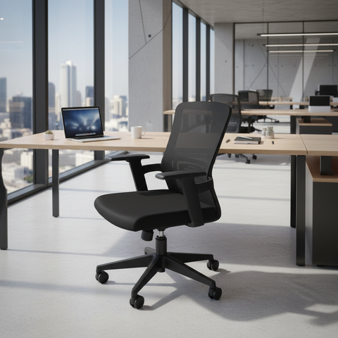 Medium Back Mesh Office Chair UAE | Ergonomic Desk Chair with Fixed Arms | Dubai Abu Dhabi | IH B101