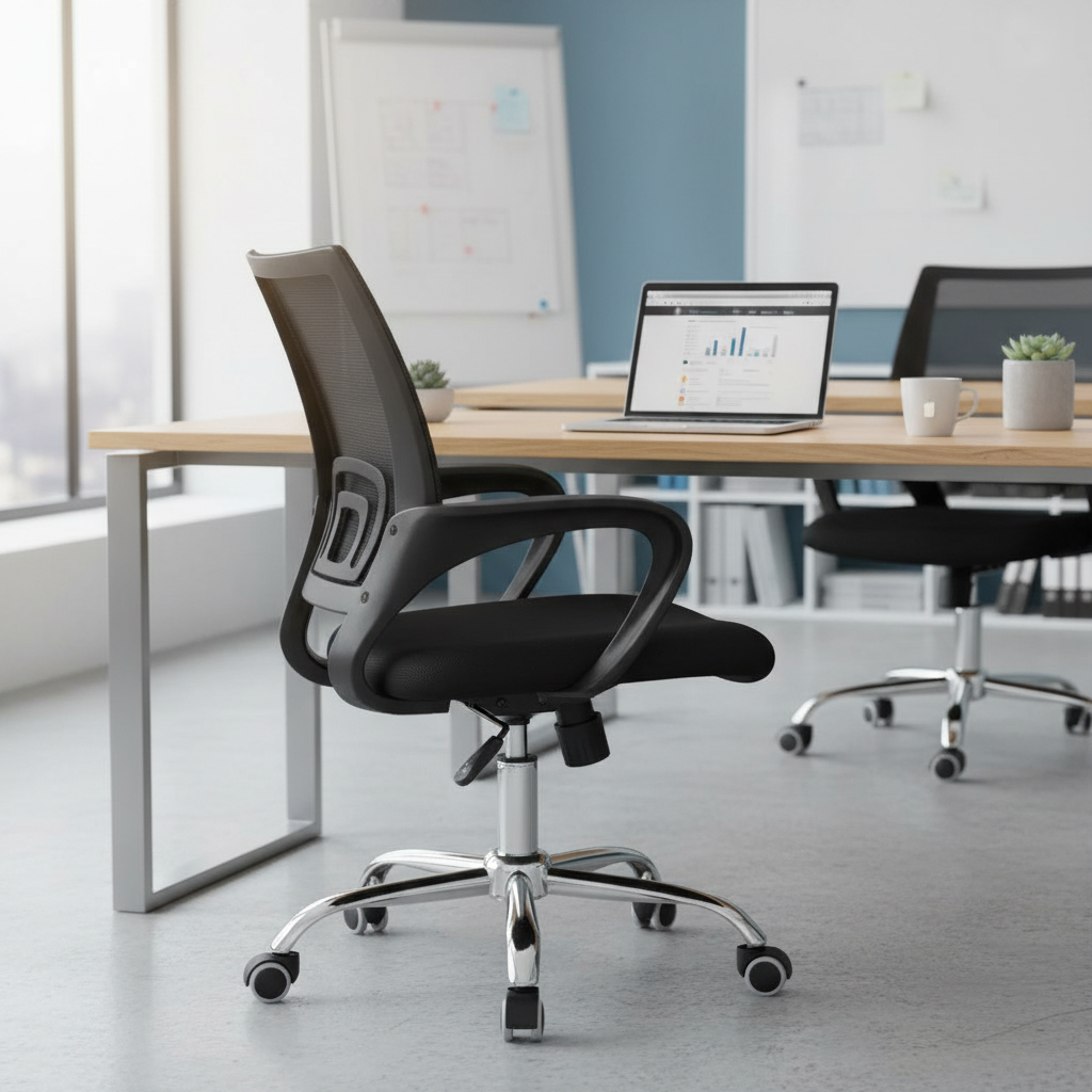 Low Back Mesh Office Chair UAE | Ergonomic Chrome Base with Tilt & Height Adjustment | IH 509