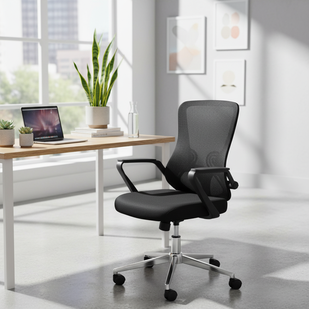 Medium Back Mesh Office Chair UAE | Ergonomic Chrome Base | Dubai Abu Dhabi | IH 1035