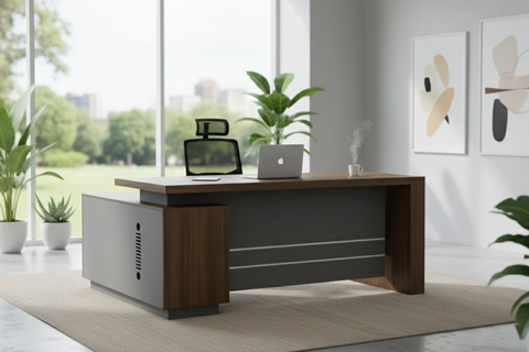L Shaped Office Desk 160x160cm - Executive Corner Table with Drawers UAE