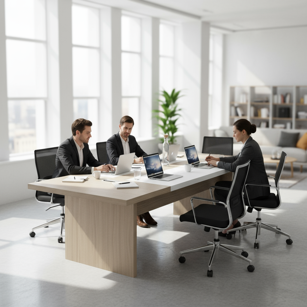 Meeting Table 120x240cm - Conference Room Table Dubai UAE | Oak White Finish