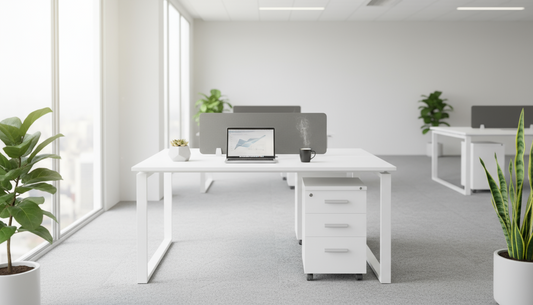 2 Person Office Workstation with Drawers Dubai UAE | White Desk 120x140cm