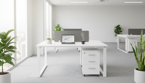2 Person Office Workstation with Drawers Dubai UAE | White Desk 120x140cm