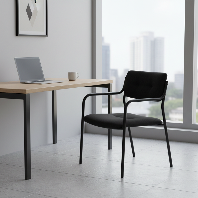 Visitor Chair Black IH 076 BLK | Premium Office Seating UAE
