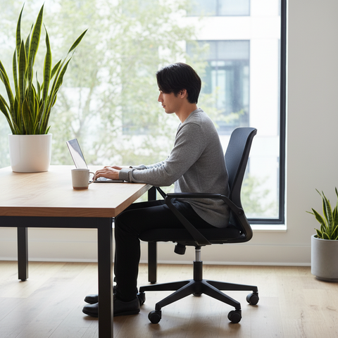 Medium Back Mesh Office Chair UAE | Ergonomic Desk Chair with Nylon Base & Casters | IH 306 GRY