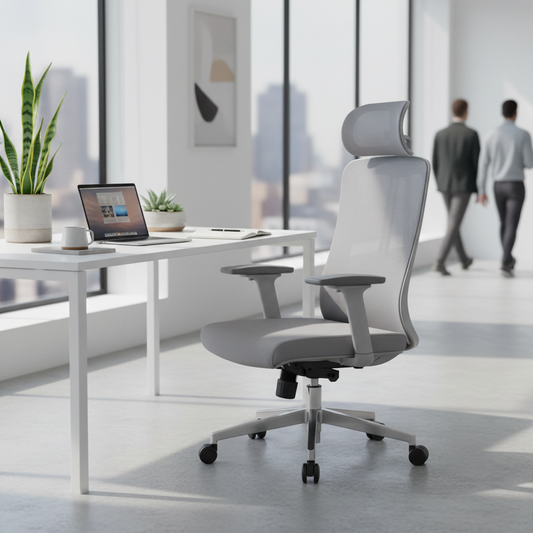 Ergonomic Mesh Office Chair with Headrest - High Back Executive Chair UAE | Grey IH A213-H