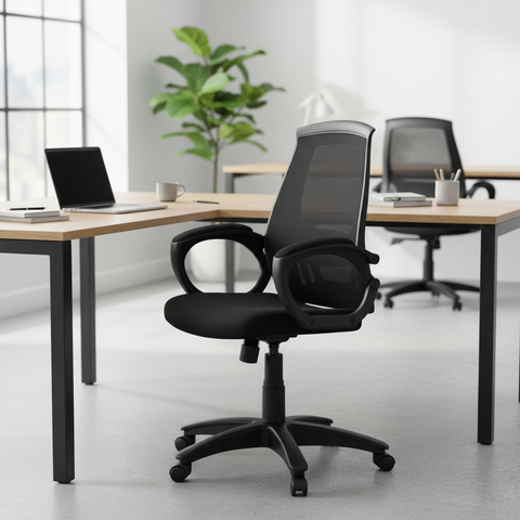 Medium Back Office Chair UAE | Ergonomic Nylon Base with Casters | Dubai Abu Dhabi | IH 544