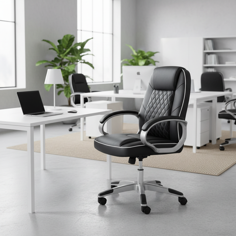 IH 7120 Black High Back Office Chair in contemporary open-plan office environment, office furniture UAE