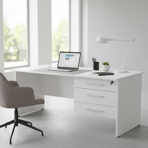 Office Desk White 120cm - Premium Workstation for UAE Offices | INFINI HOMES