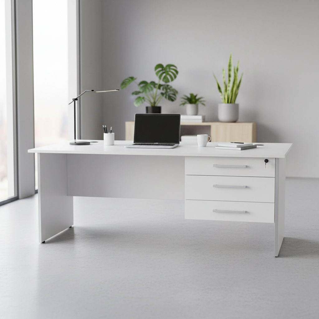 Office Desk White 120cm - Premium Workstation for UAE Offices | INFINI HOMES