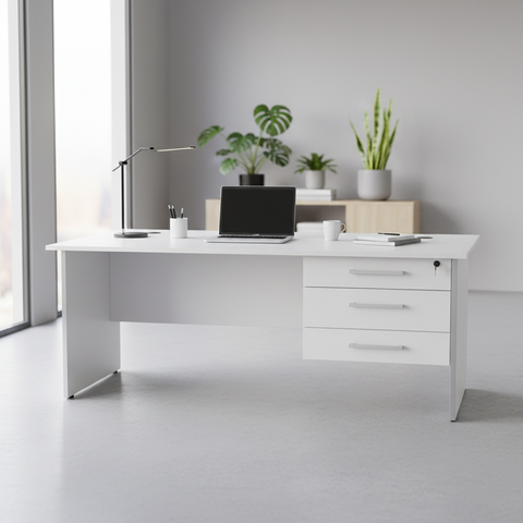 Office Desk White 120cm - Premium Workstation for UAE Offices | INFINI HOMES