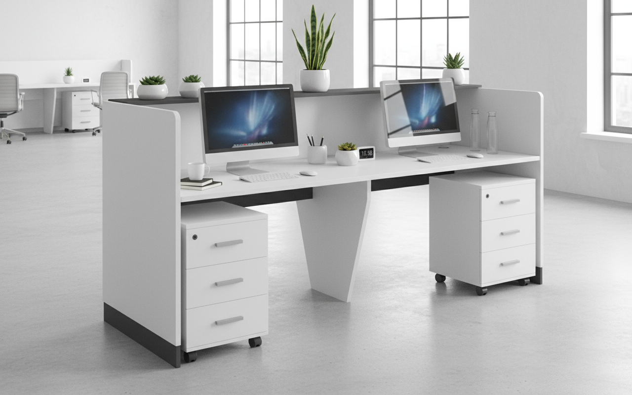 Reception Desk with Drawers UAE | Office Reception Table 160cm | INFINI HOMES