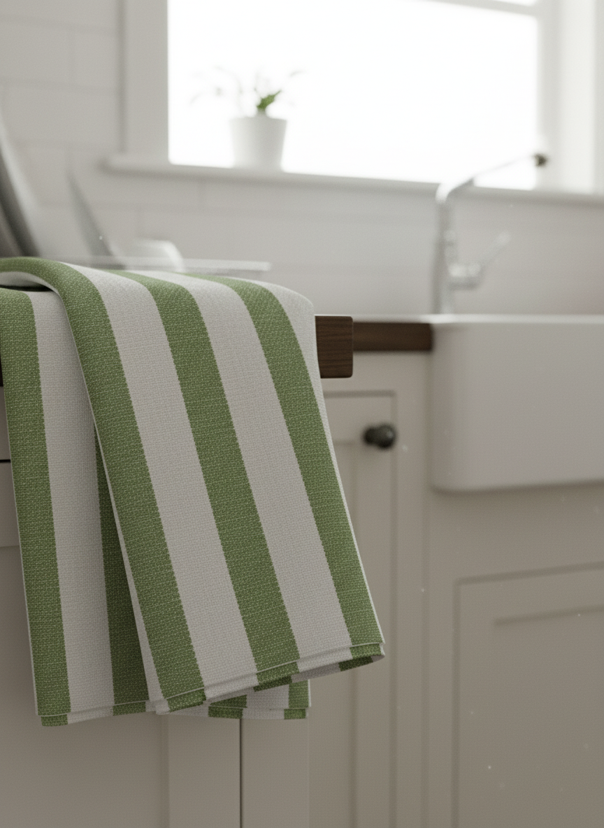 INFINI HOMES Orchard Green Multi Checks Tea Towel Set - Premium Kitchen Towels UAE