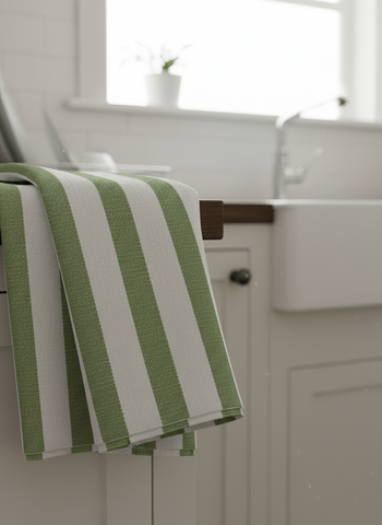 INFINI HOMES Orchard Green Multi Checks Tea Towel Set - Premium Kitchen Towels UAE