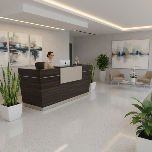 Reception Table 1.4m Walnut & Khaki | Premium Office Furniture UAE