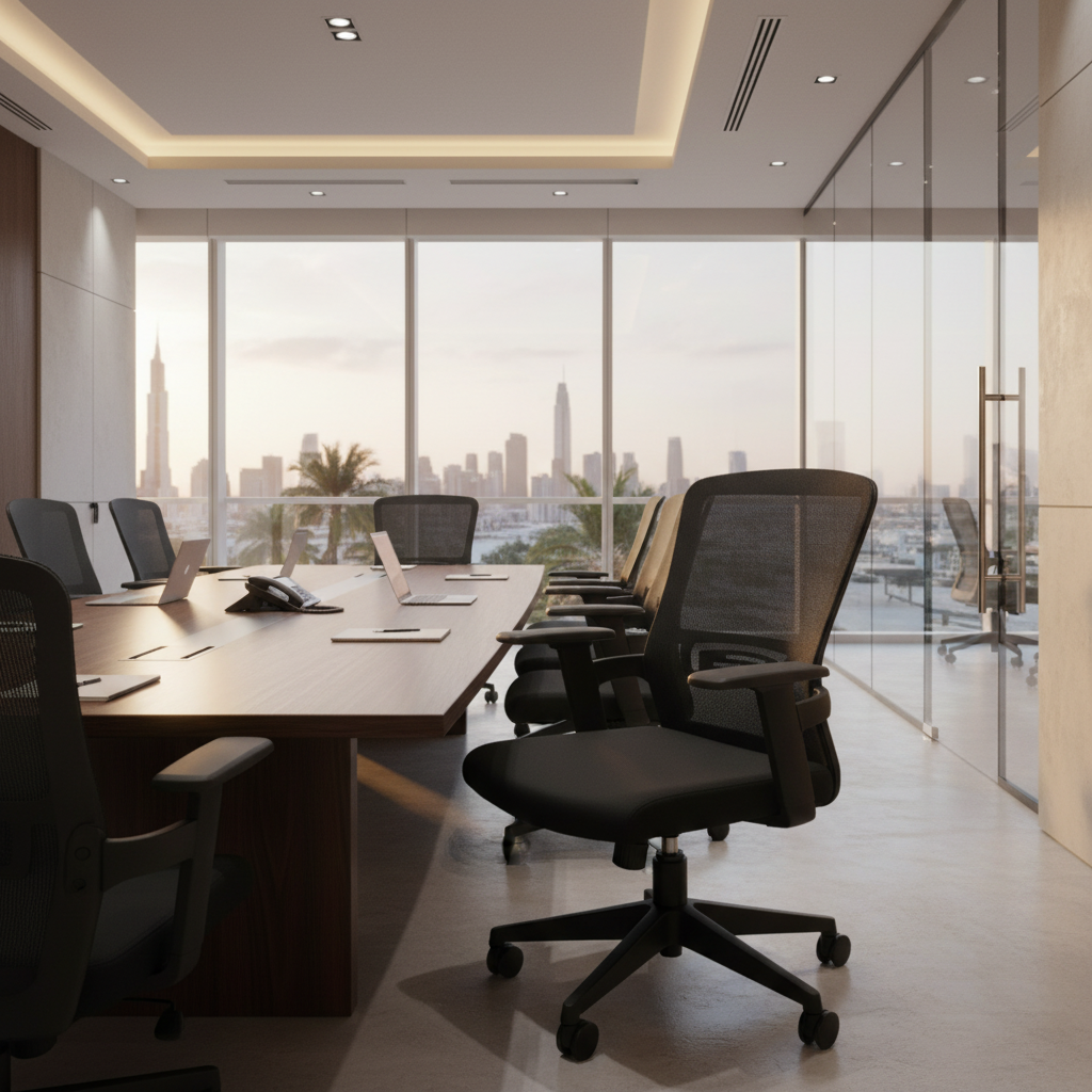 Medium Back Mesh Office Chair UAE | Ergonomic Desk Chair with Fixed Arms | Dubai Abu Dhabi | IH B101