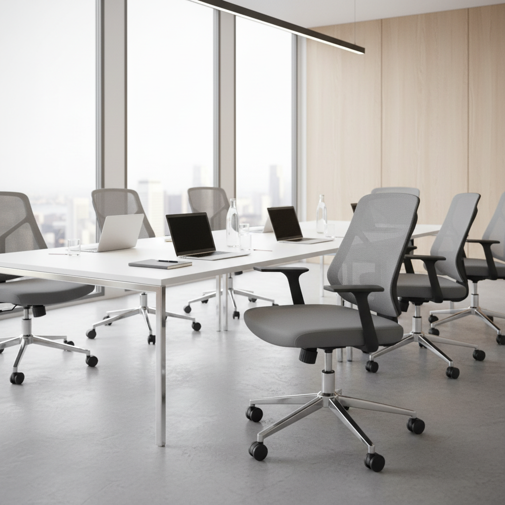 Medium Back Mesh Office Chair UAE | Ergonomic Chrome Base | Dubai Office Furniture | IH A336 GRY