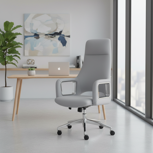 Executive Meeting Table Chairs UAE | Premium Office Seating (Light Grey)