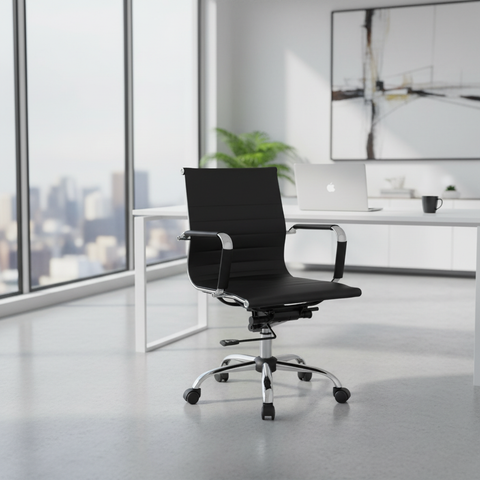 Low Back Office Chair Chrome Base - Ergonomic Desk Chair UAE | | IH 101L