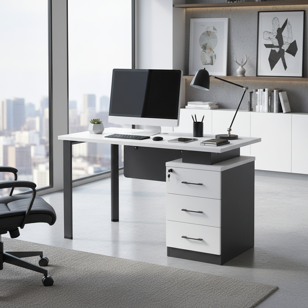 Office Table 1.2M White - Premium Desk for UAE Offices | IH 112