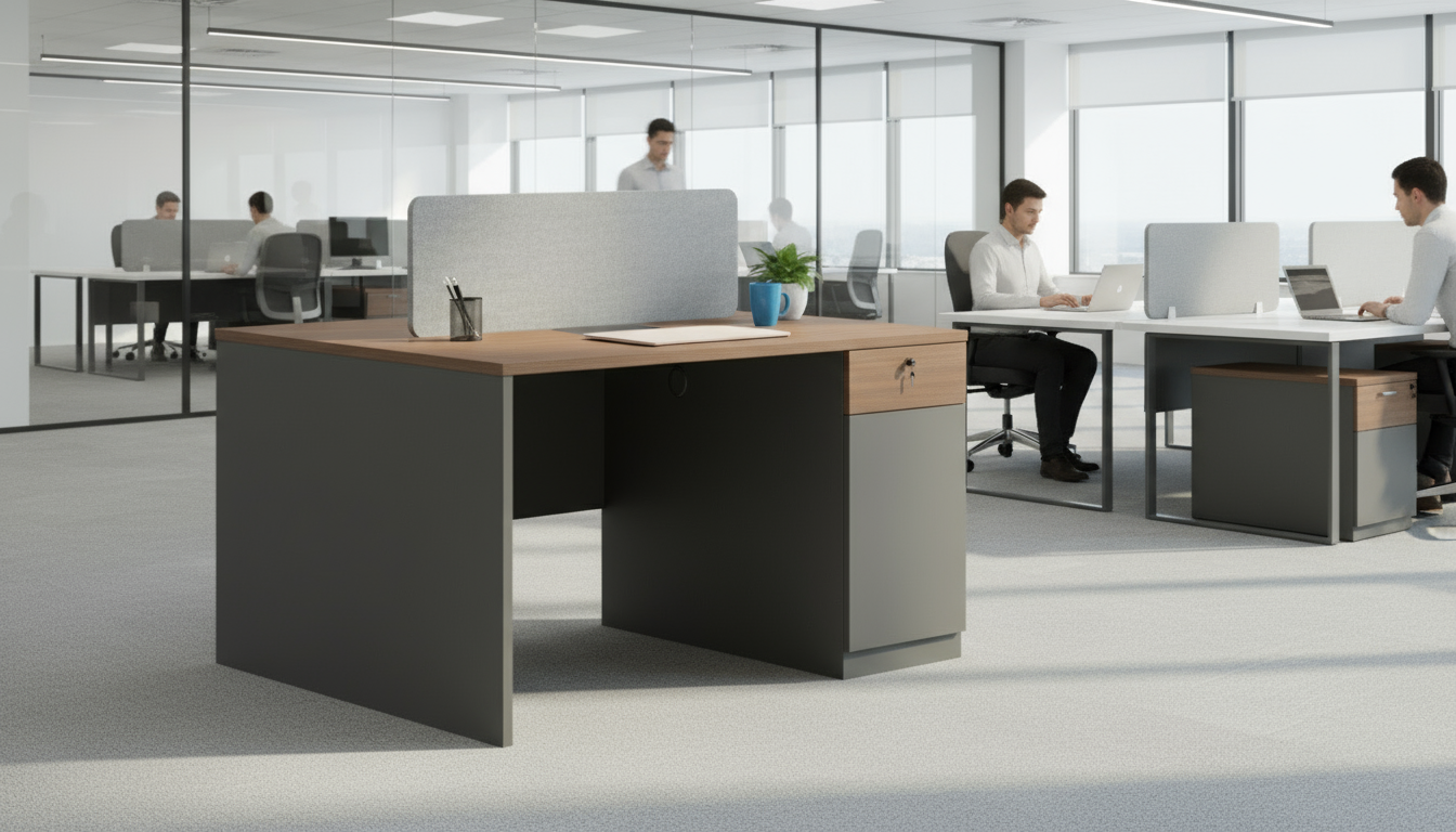 2 Person Office Workstation 120x120cm Dubai UAE | Premium Desk Cubicle with Privacy Screen